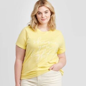 🌞 Ava & Viv Plus Size 4X Shine Your Light Graphic Tee Yellow
